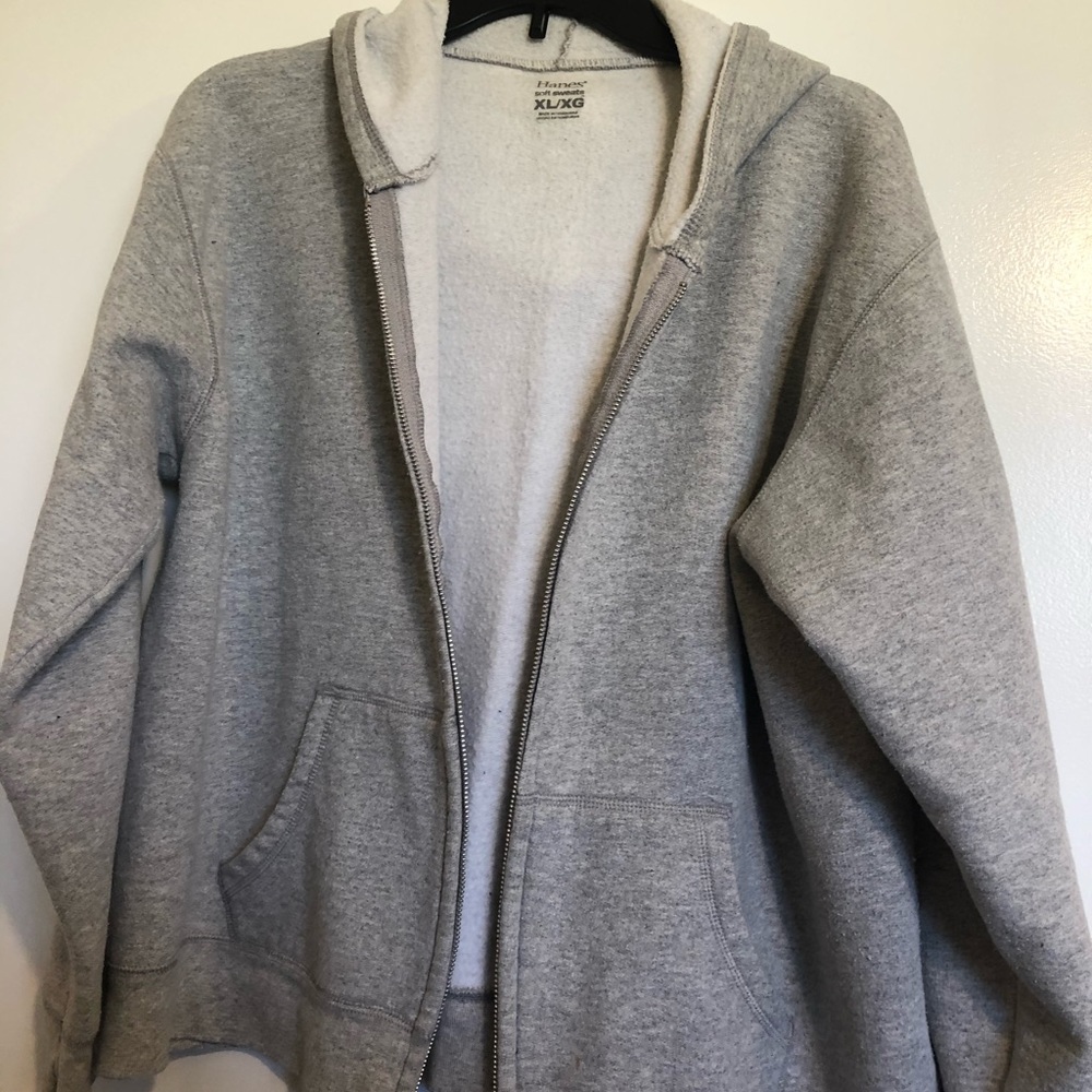 Gray Hanes Zip Hoodie